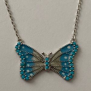 925 Silver blue butterfly necklace turquoise stones